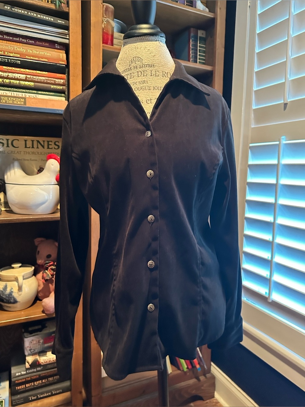 croft & barrow Black Stretch Button-Down Top
